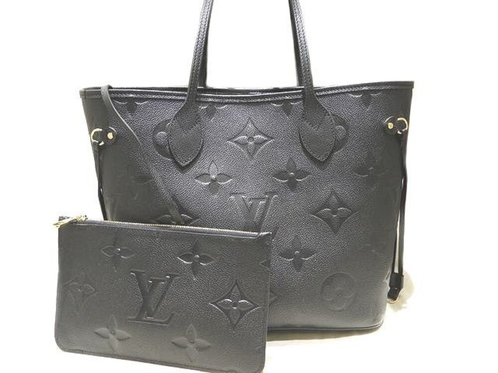 Louis Vuitton Neverfull Tote Bag Monogram Empreinte Bag Leather Noir Black